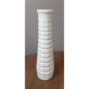 E.O. Brody M-147 Vintage Milk Glass Bud Vase Diamond Waffle Style Pattern 8 3/4"